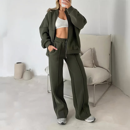Variant image for Damen-Casual-Set Langärmeliger Pullover Mit Reißverschluss Polyester-13