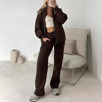 Variant image for Damen-Casual-Set Langärmeliger Pullover Mit Reißverschluss Polyester-19