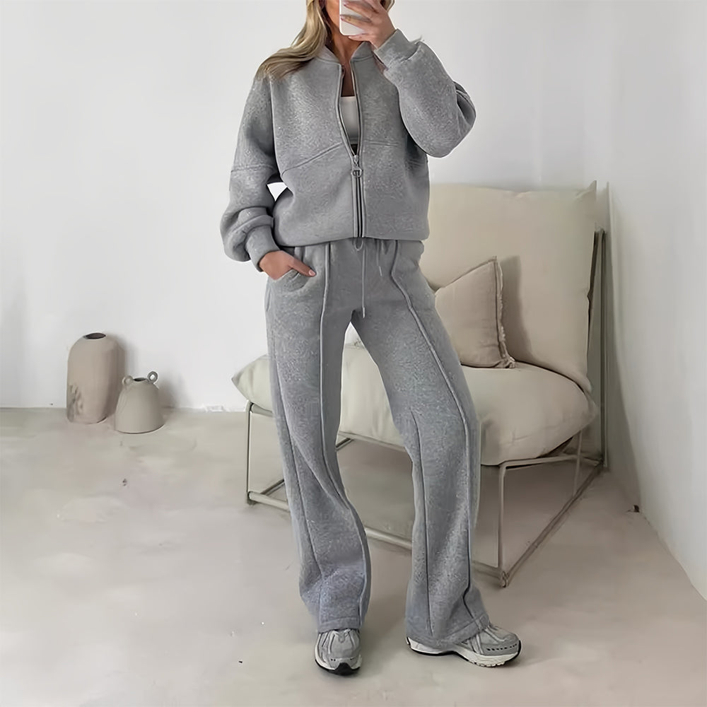 Variant image for Damen-Casual-Set Langärmeliger Pullover Mit Reißverschluss Polyester-1
