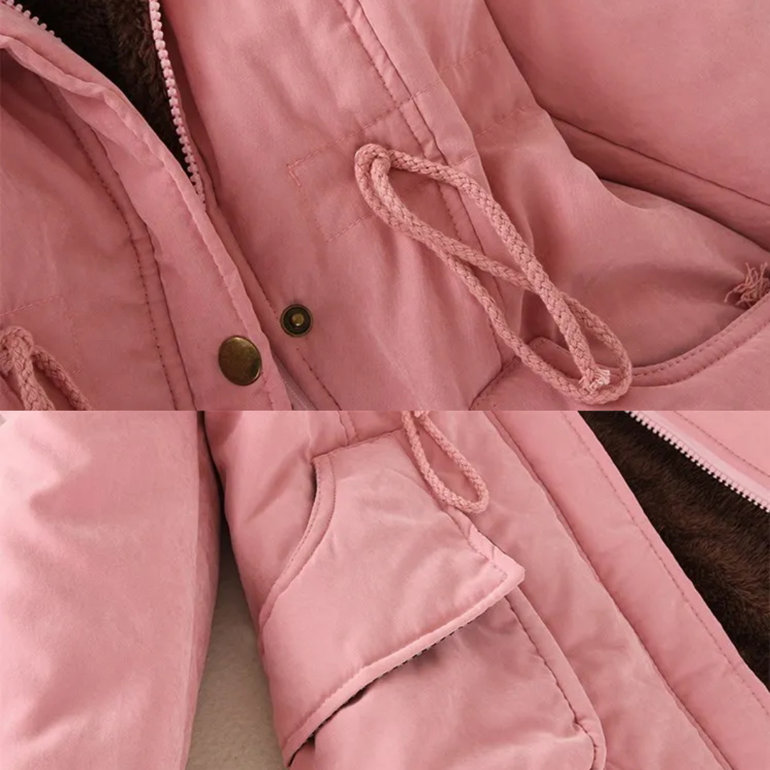 Damen Winterjacke Lang Wasserabweisende Parka Tailliert Isoliert-2