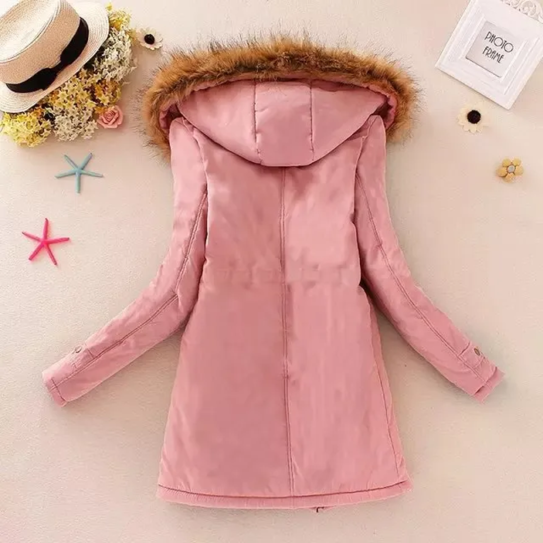 Damen Winterjacke Lang Wasserabweisende Parka Tailliert Isoliert-5