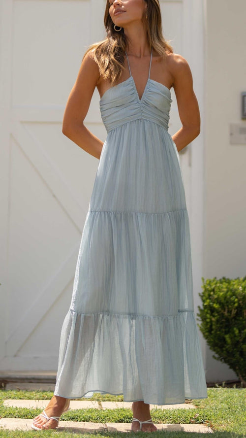 Damen-Neckholder-Kleid, leichtes Material-1