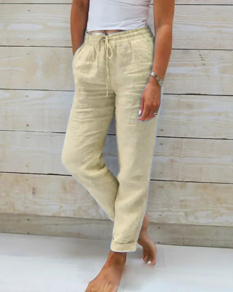Stylische Damenhosen mit Gummibund – leichte Leinenhosen aus Baumwolle für Alltag und Fest 2