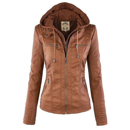 Variant image for Damen-Lederjacke mit Kapuze, doppellagiges Leder-1
