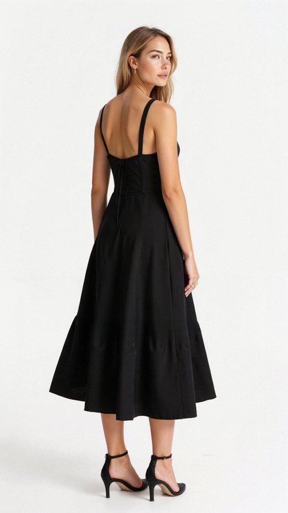 Damen-Taillenkleid mit schwingendem Rock aus leichtem Material-3