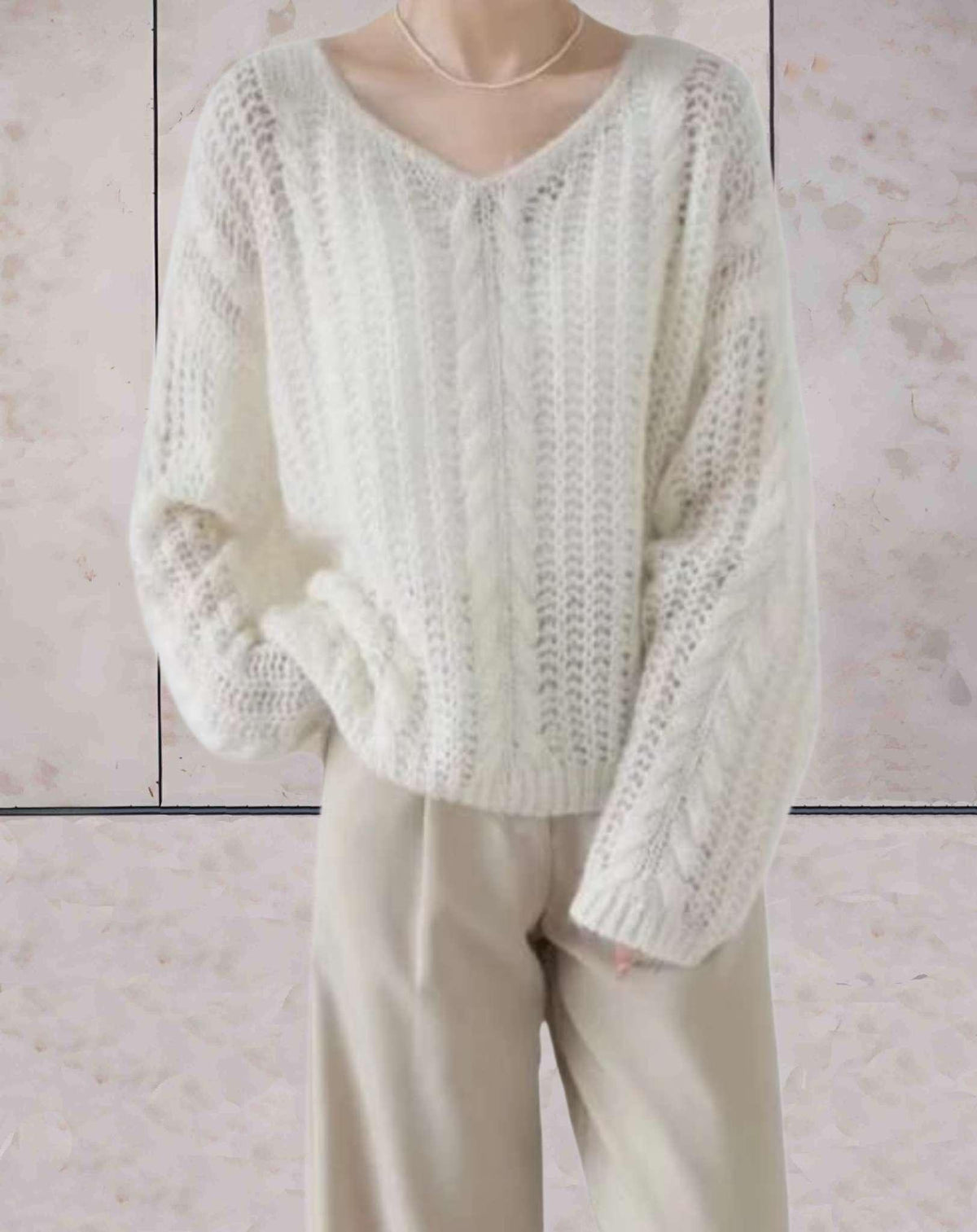 Damen-Strickpullover, oversized V-Ausschnitt, Acryl 3