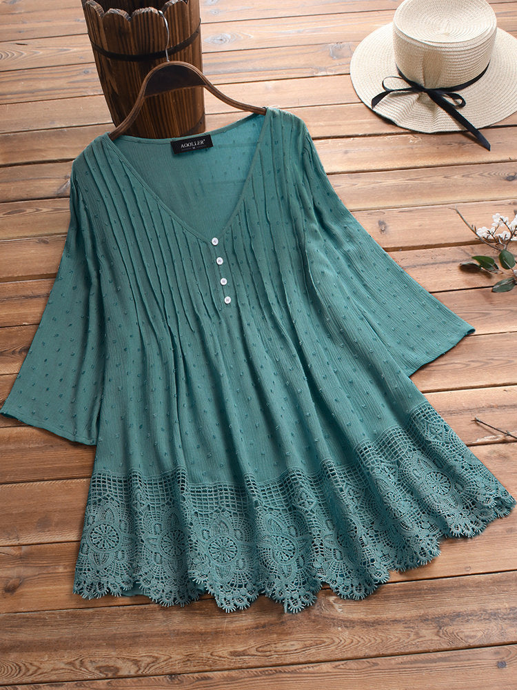 Variant image for Damen-Hemd, lang, V-Ausschnitt, Polyester, eleganter Stil-13