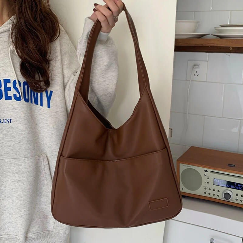 Damen-Hobo-Tasche Synthetisches Leder mit geräumigem Fach 3