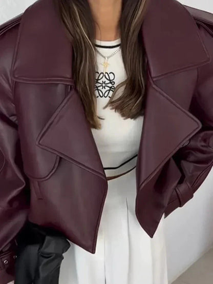 Damen-Lederjacke, modern, Synthetikmaterial-1