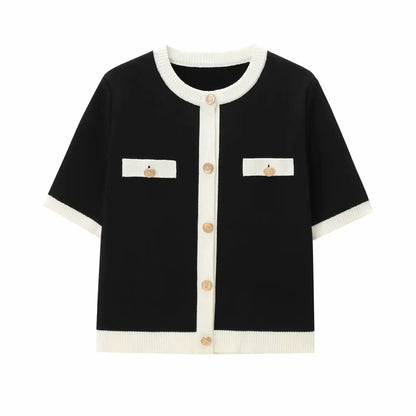 Damen-Cardigan, kurze Ärmel, leichtes Material-1