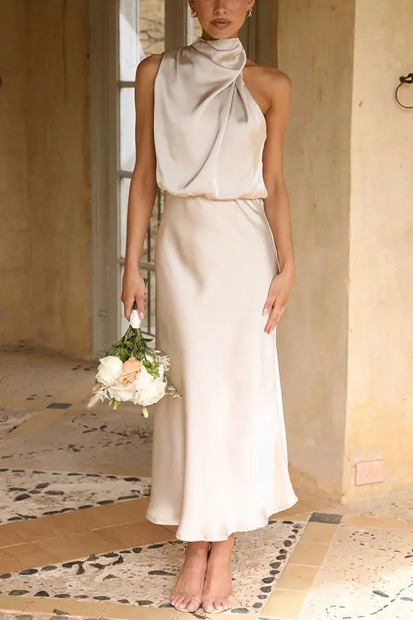 Damen-Kleid ärmellos, drapiert, aus Satin 3
