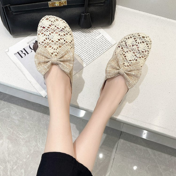 Damen-Mules, Blumenmuster, romantischer Träger, atmungsaktives Material 3