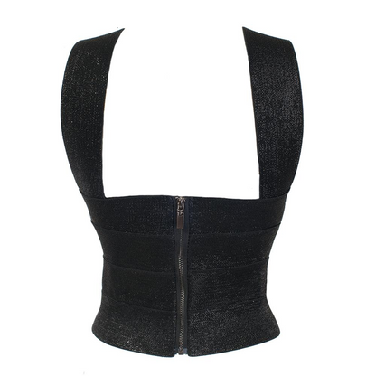 Damen-Ernte-Top, gestreift, Acetat 3