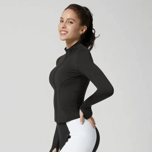 Damensportjacke mit figurbetonter Passform und atmungsaktivem Material 0