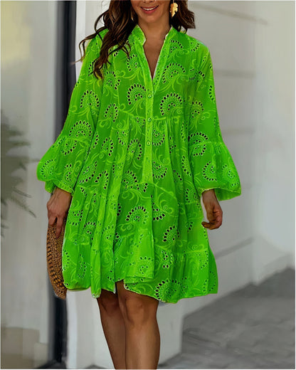 Damen-Sommerkleid, schick, leichter Stoff, Taillenpassform, atmungsaktives Material-4