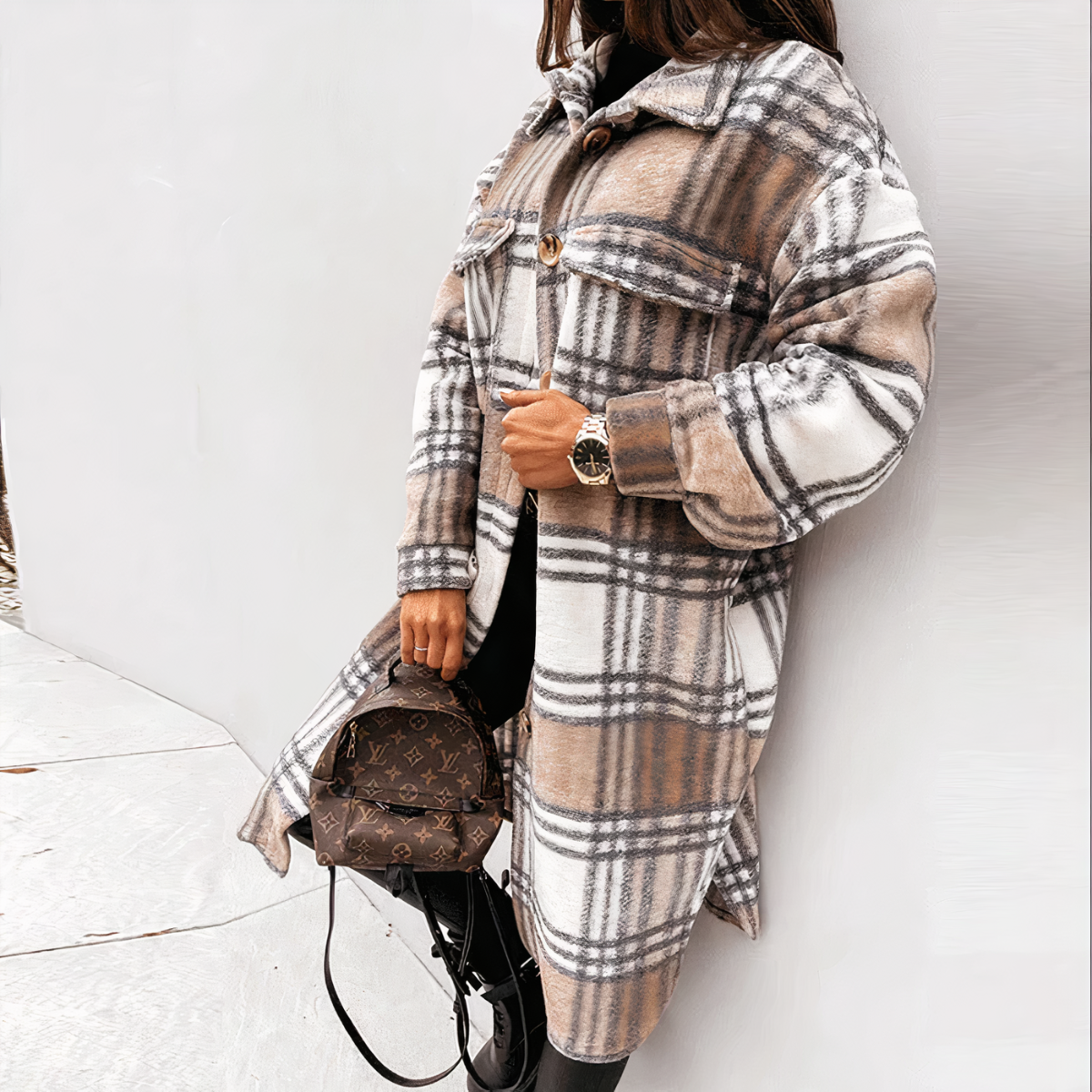 Damen-Mantel, lang, elegant, schmutzabweisender Stoff-2