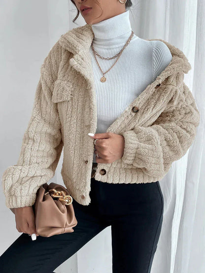 Damenjacke Dick Fleece Modernes Design für Kalte Tage-3