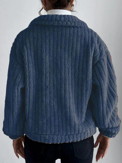 Damen-dicke Plüschjacke, warm, weich-4