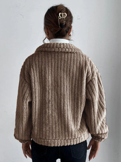 Damenjacke Dick Fleece Modernes Design für Kalte Tage-4