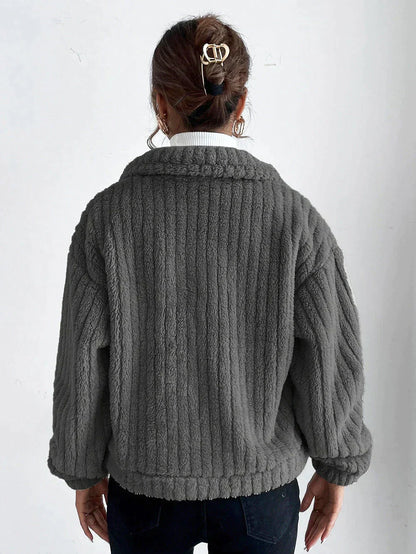 Damen-dicke Plüschjacke, warm, weich-2