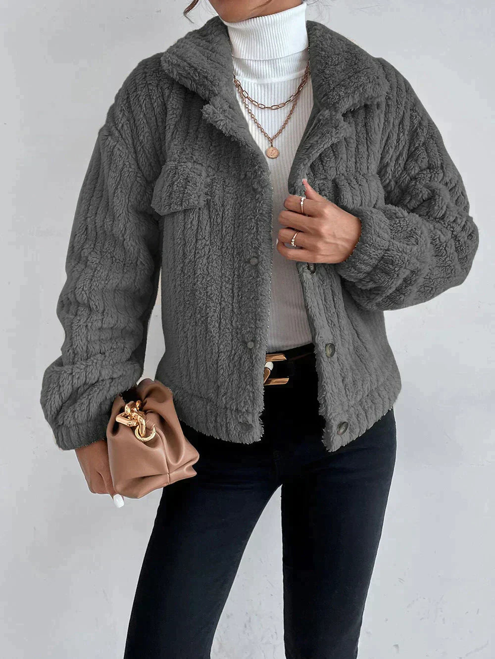 Variant image for Damen-dicke Plüschjacke, warm, weich-21