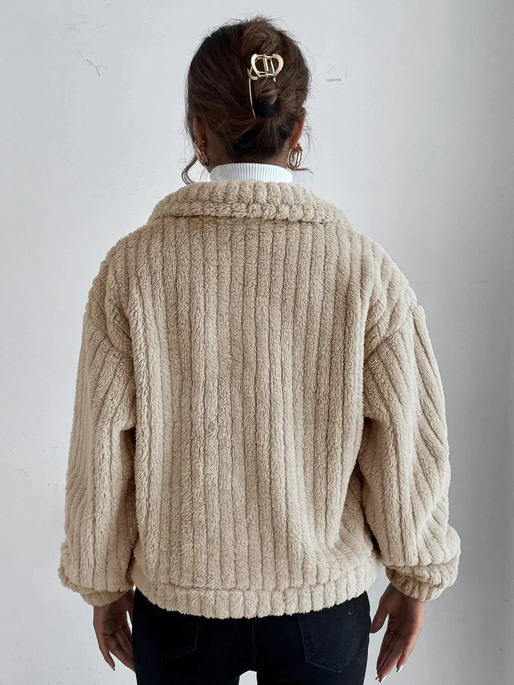 Damenjacke Dick Fleece Modernes Design für Kalte Tage-6