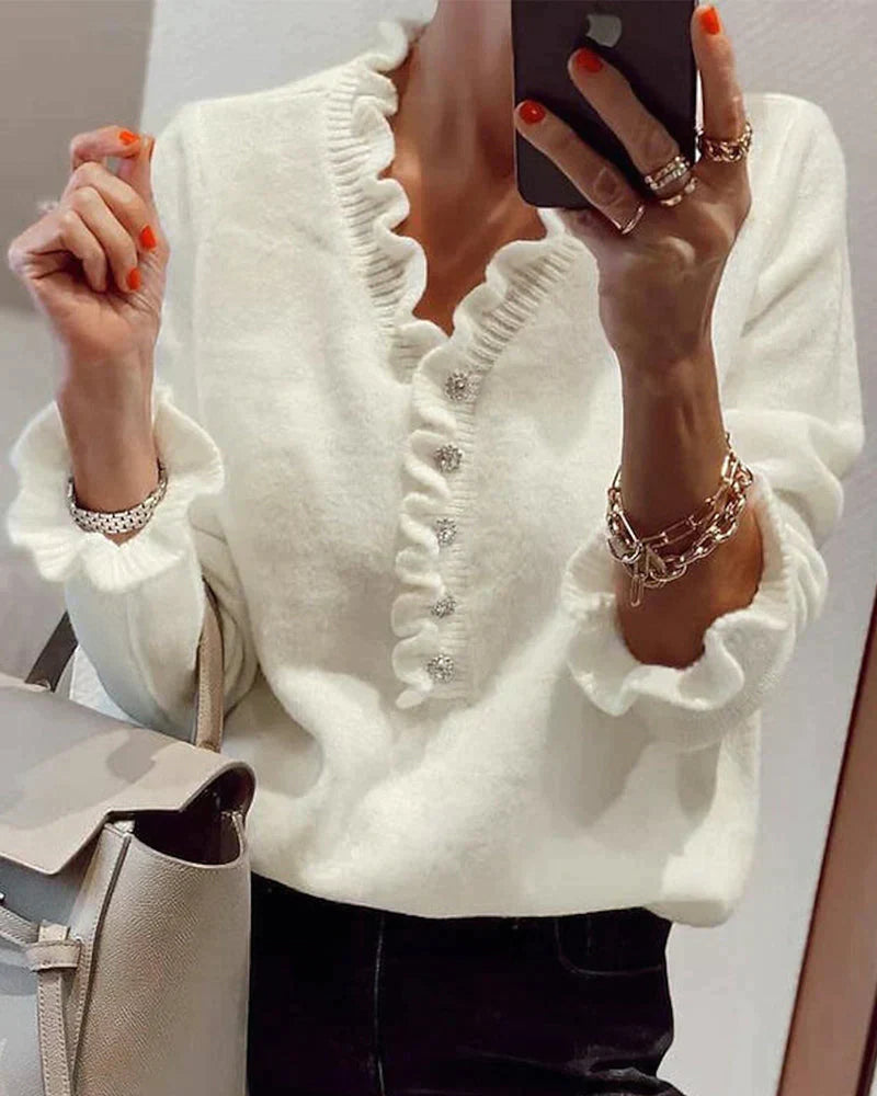 Damenbluse mit Rüschen aus hochwertigem Polyester – elegantes und luftiges Design für Alltag und festliche Anlässe, mehrere Größen 4