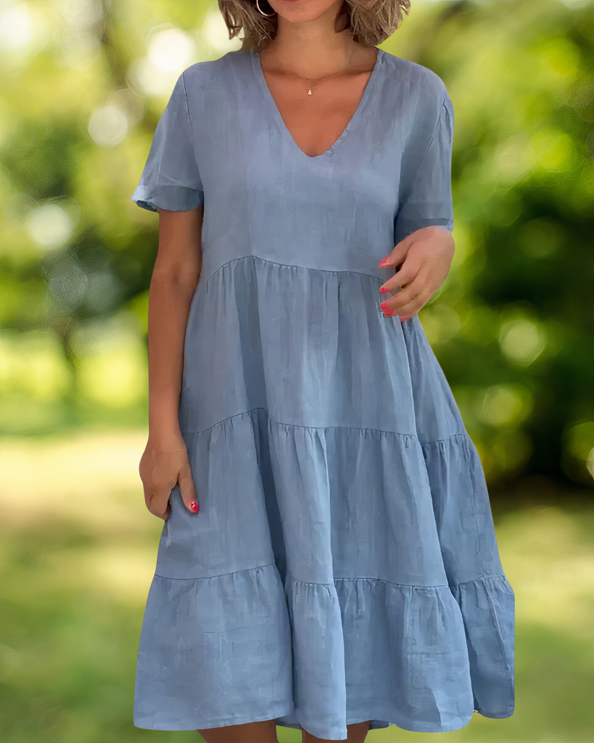 Variant image for Damen-Kleid Elegantes Design Baumwolle und Leinen-9