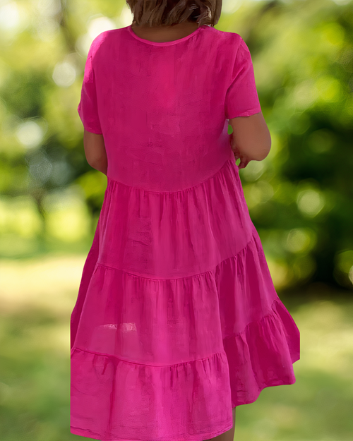 Damen-Kleid Elegantes Design Baumwolle und Leinen-1