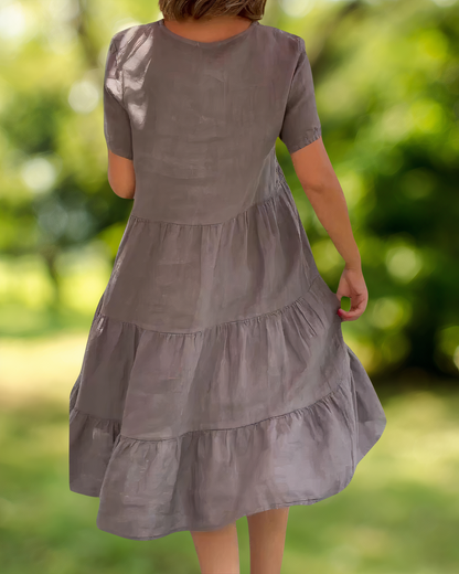 Damen-Kleid Elegantes Design Baumwolle und Leinen-4