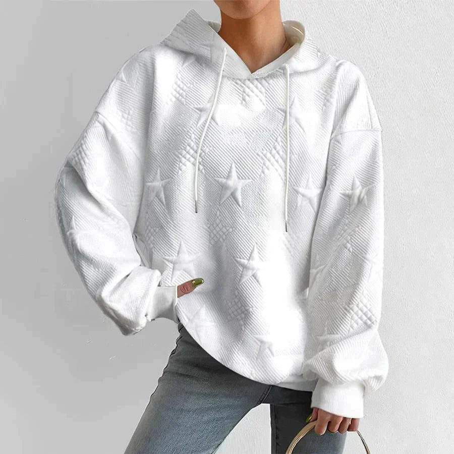 Variant image for Langer Hoodie Damen Gerippte Details Baumwoll-Polyester-1