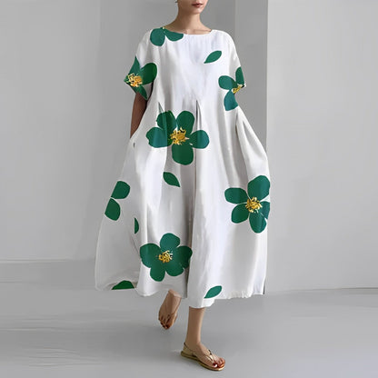 Damen-Bohemian-Kleid mit Blumenmuster aus 100 % Baumwolle-2