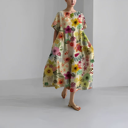 Damen-Bohemian-Kleid mit Blumenmuster aus 100 % Baumwolle-5