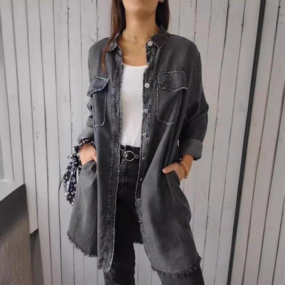 Damen-Denimmantel - lässige Passform, nachhaltiges Material, modernes Design, perfekt für Alltag und Feiern 8