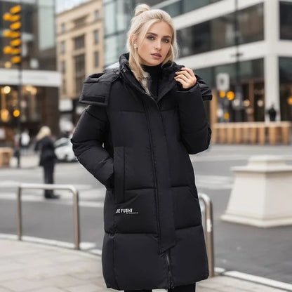 Langer Wintermantel Damen Wasserabweisend Elegantes Design 0