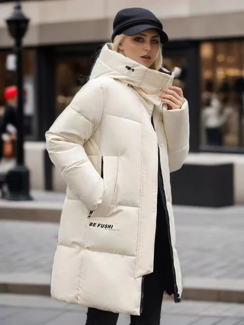 Langer Wintermantel Damen Wasserabweisend Elegantes Design 1