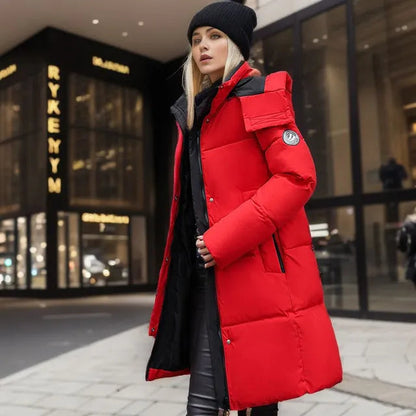 Langer Wintermantel Damen Wasserabweisend Elegantes Design 2