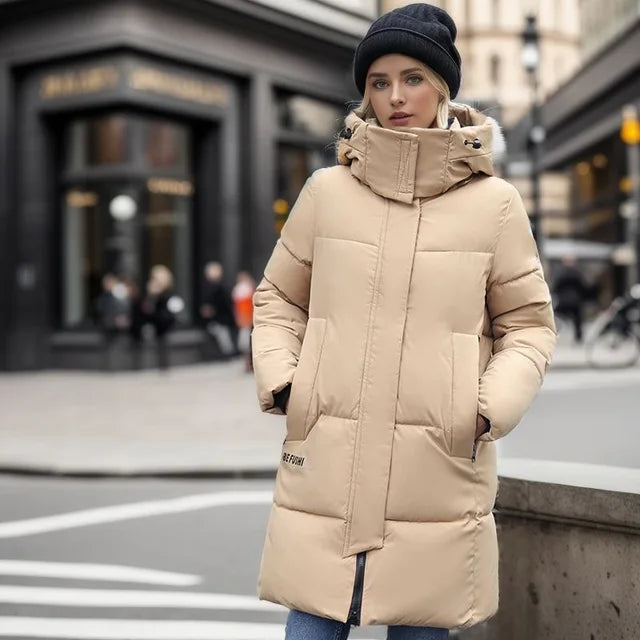 Langer Wintermantel Damen Wasserabweisend Elegantes Design 3