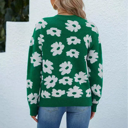 Damen-Pullover, Casual Blumenmuster, Baumwolle, Acryl-3