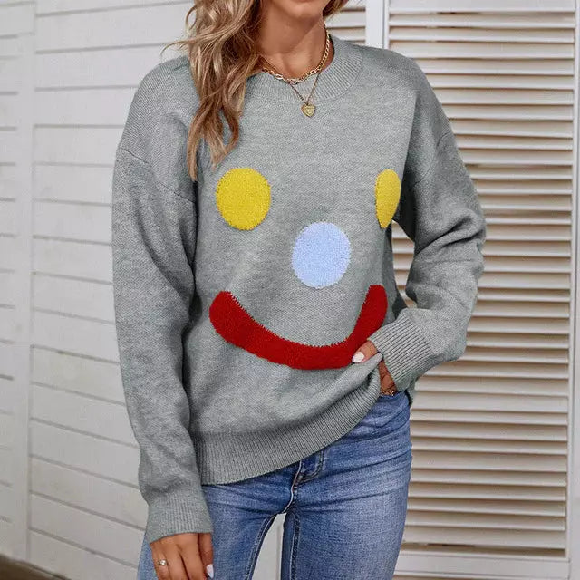 Variant image for Damen-Strickpullover, mit Smiley, Design, Baumwolle und Acryl-1