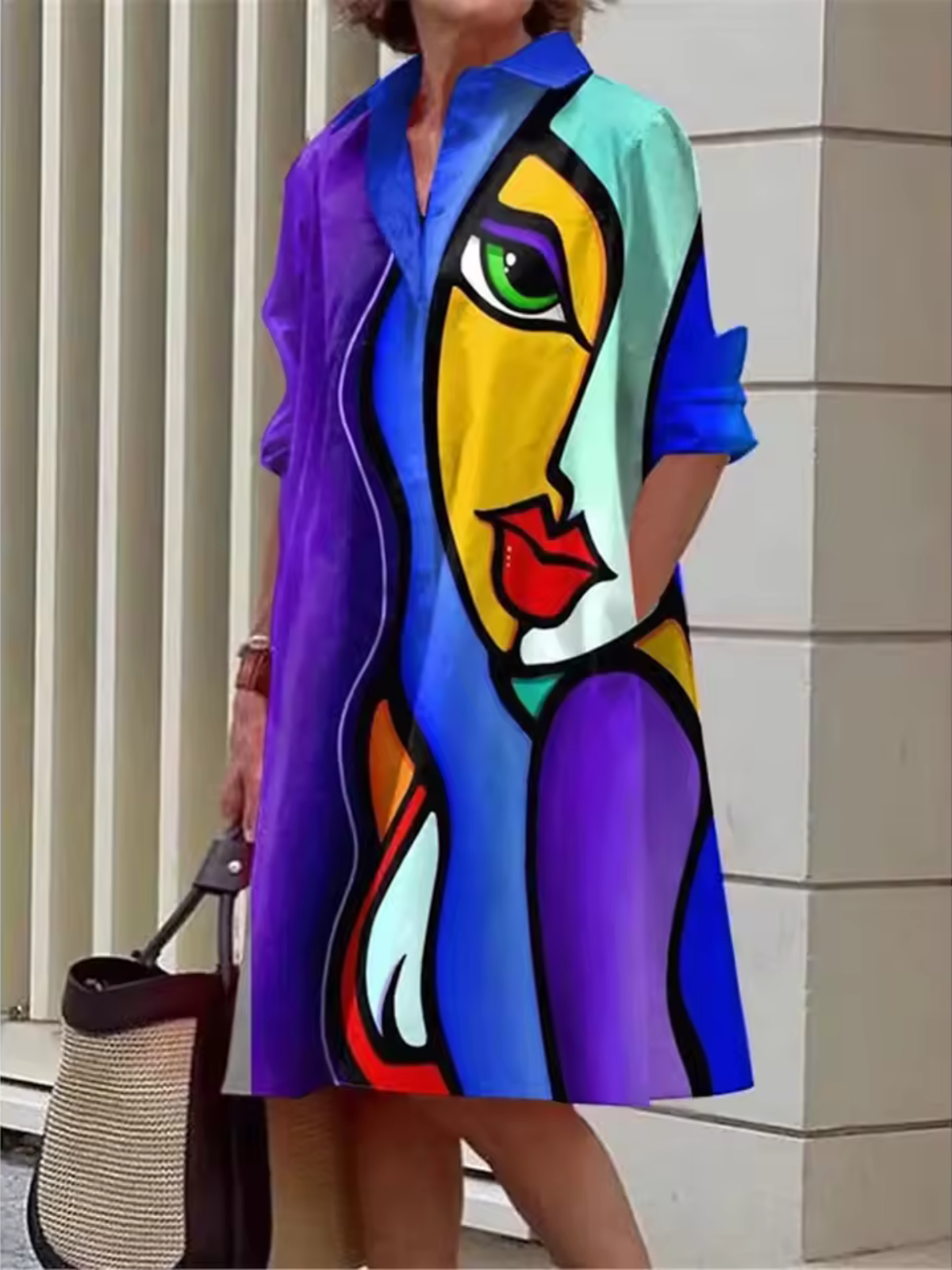 Schöne Damenkleider, urban, abstrakt, Muster, leichter Stoff-3