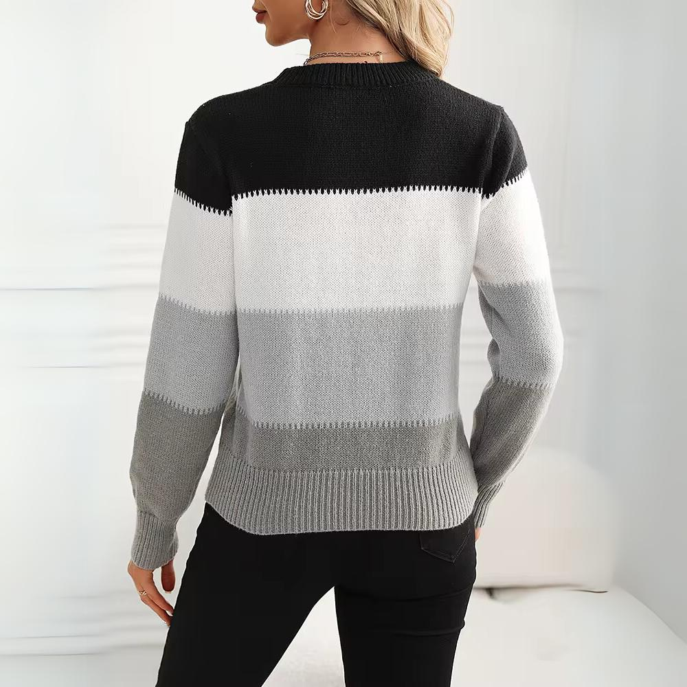 Damen-Strickpullover, mit Kontrastfarben, weicher Stoff-3