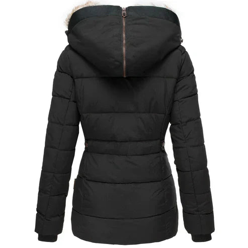 Damen Winterjacke Winddicht mit synthetischem Pelzfutter Isoliert-3