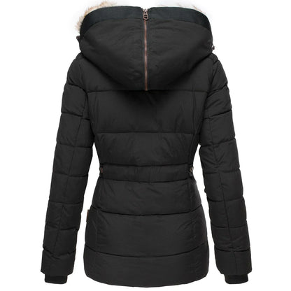 Langer Wintermantel Damen mit Pelzfutter und Thermische Isolierung-3