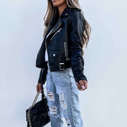 Variant image for Damen-Lederjacke, Slim Fit, langer Ärmel-7