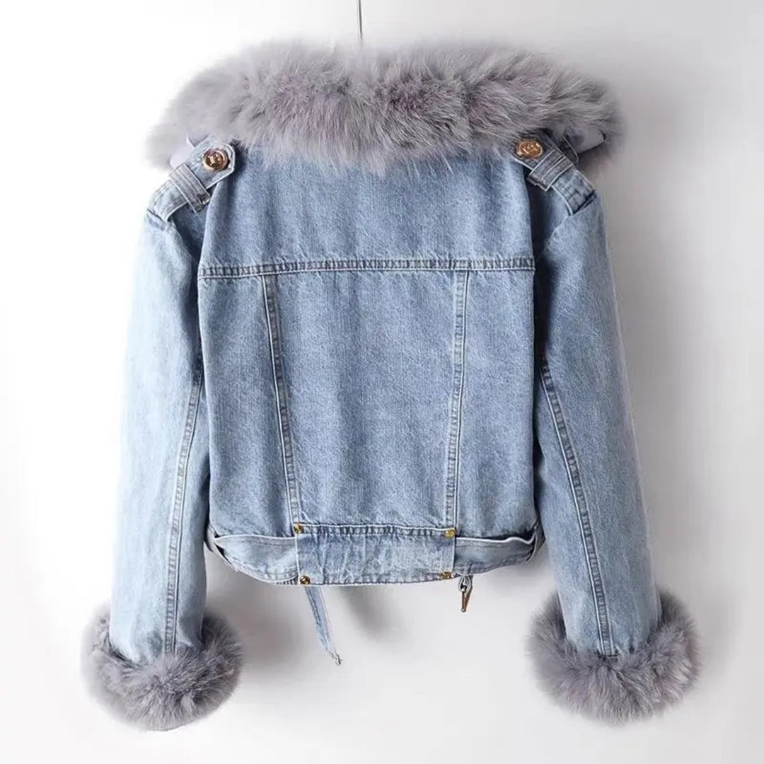 Ökologische Denimjacke für Damen mit flauschigem Kragen und ultrafeinem Futter – Moderne Passform für kalte Wintertage 2