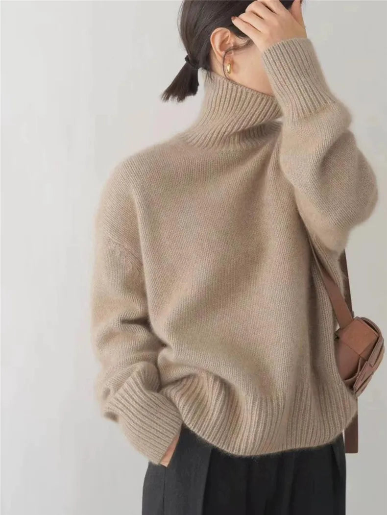 Damen-Rollkragenpullover aus Kaschmir, weich, elegant-2