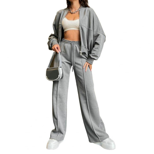 Damen-Trainingsset, langärmeliger Top und Hose, Polyester-1