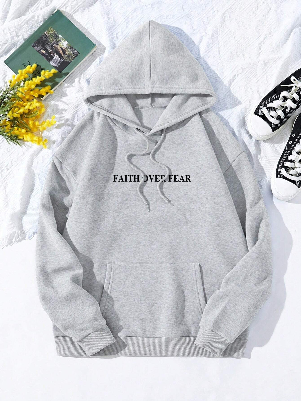 Langer Hoodie Damen Lässige Polyester mit Verstellbarer Kapuze-4