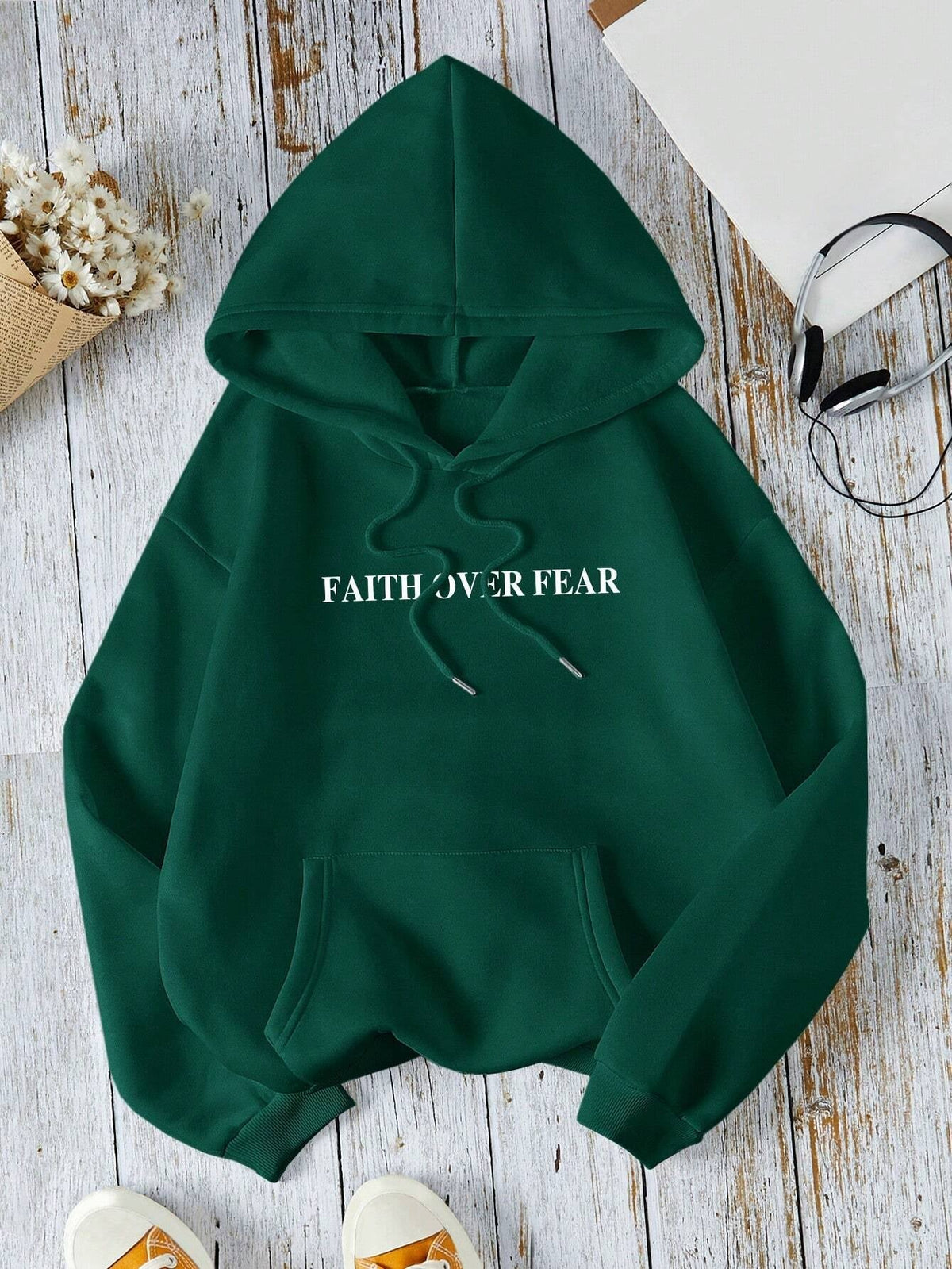 Langer Hoodie Damen Lässige Polyester mit Verstellbarer Kapuze-6